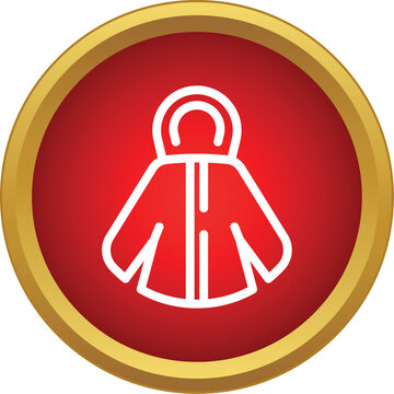 Winter jacket clothing icon on a gold framed red circle background
