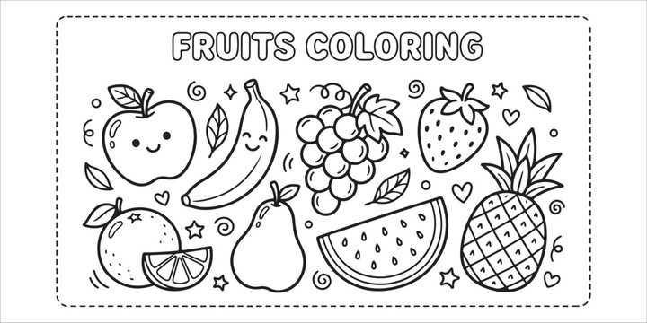 Colorful illustration of various fruits for kids  fun and educational activity page