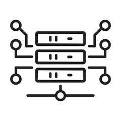 Fototapeta premium Data center server rack or cloud computing line icon