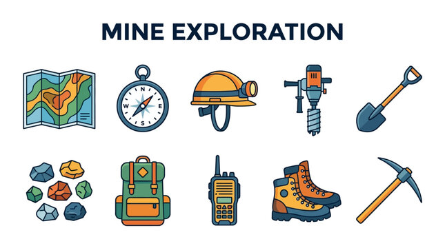 Mining Equipment and Navigation Symbols for Mine Exploration and Field Survey