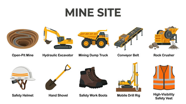 Mine Site Equipment and Safety Gear Collection for Surface Mining Operations