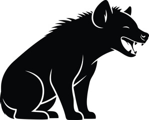 Fototapeta premium Black wolf sitting and snarling