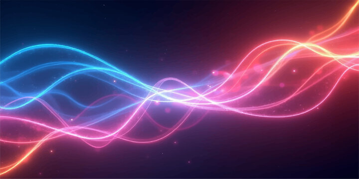 Abstract blue and black light background featuring futuristic glowing lines, vibrant energy waves, and a bright fractal design illustration