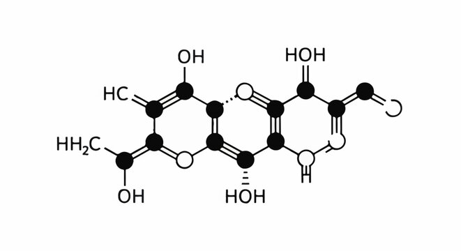 A scientific diagram illustrates a complex molecular structure with chemical notations