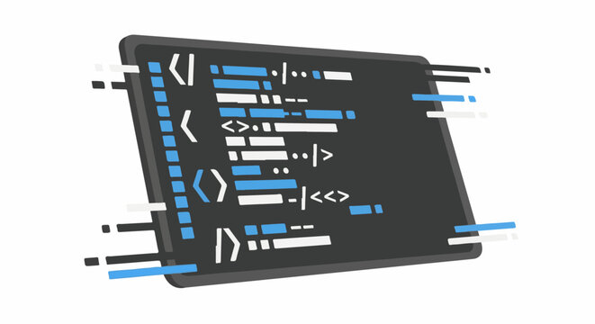 Abstract display of digital code with blue and white blocks