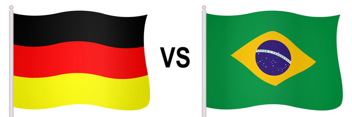 Obraz premium Flags of Germany and Brazil in a football match