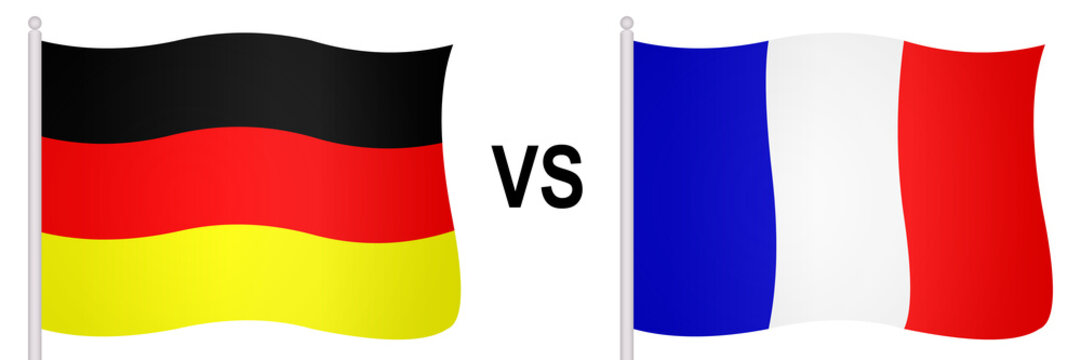Flags of France and Germany in a football match
