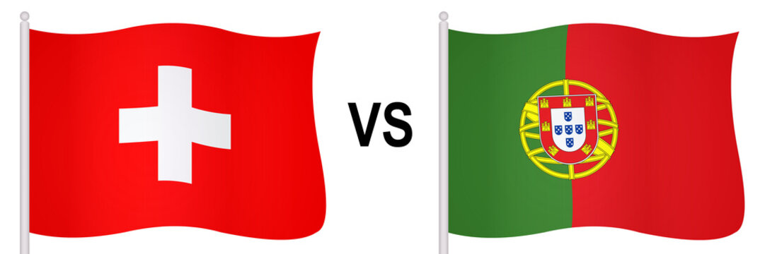 Flags of France and Portugal in a football match