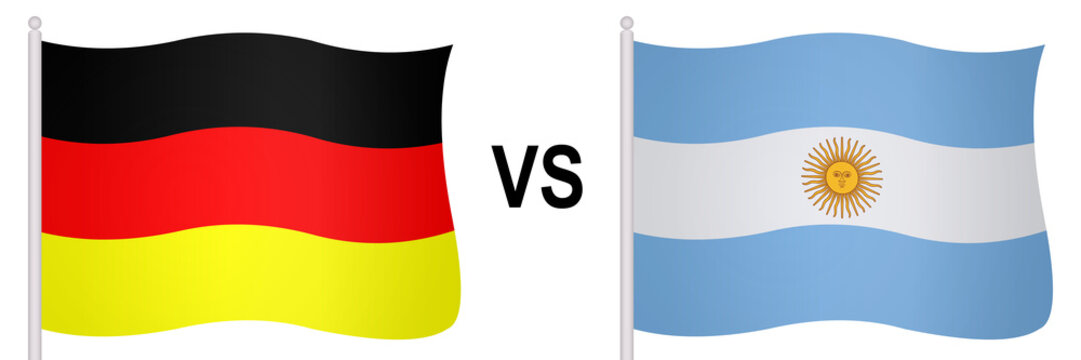 Flags of Germany and Argentina in a football match