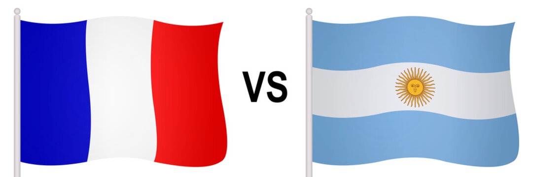 Flags of France and Argentina in a football match