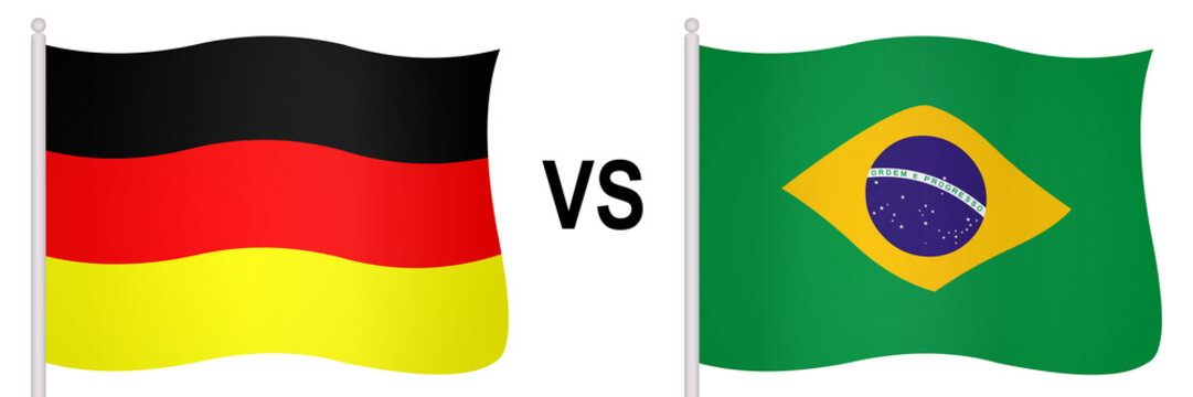 Flags of Germany and Brazil in a football match