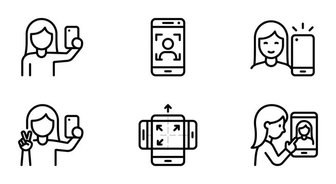 Minimalist Selfie Phone Camera Icons for Social Media Apps
