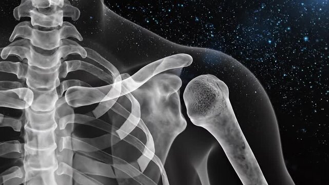 High Resolution Shoulder X Ray Medical Imaging Showing Human Bone Anatomy Skeletal Structure Orthopedic Diagnostic Healthcare Footage
