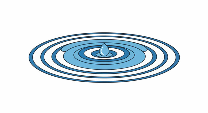 A single blue water drop creates ripples across a surface of water
