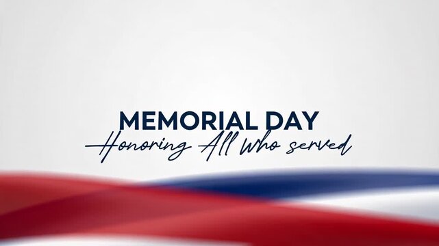 Fading MEMORIAL DAY title drawing Honoring All Who served on gray card, red white blue ribbons