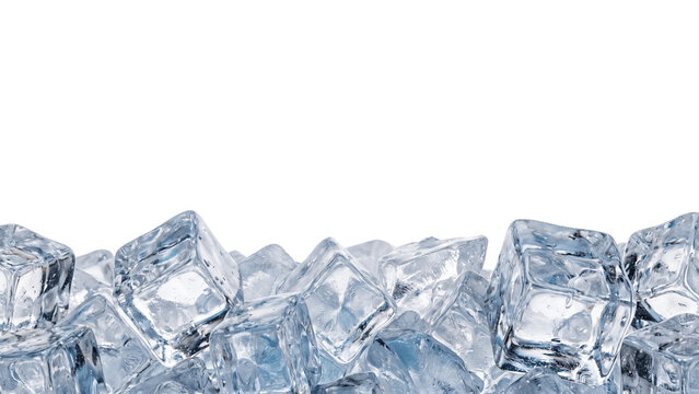 Clear ice cubes PNG on transparent background, frozen water crystals