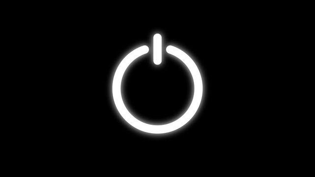 Power button with light vector illustration. Burning power on button icon animation.4k.video