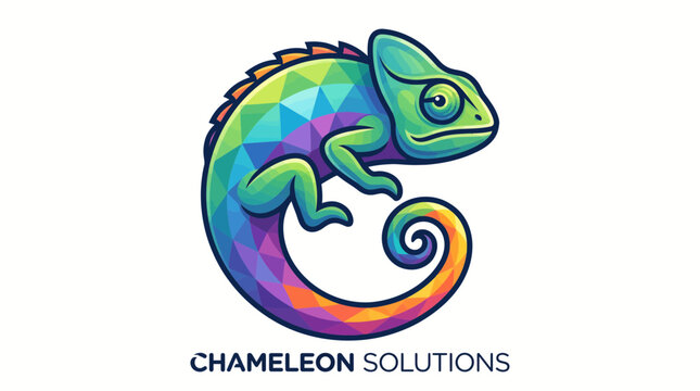Chameleon Solutions Logo - Colorful Reptile Design