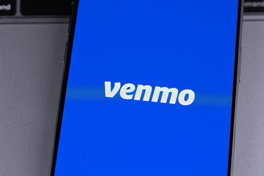 Venmo logo mobile app on a screen smartphone iPhone closeup. Venmo is a mobile payment service owned by PayPal. Batumi, Georgia - March 25, 2026