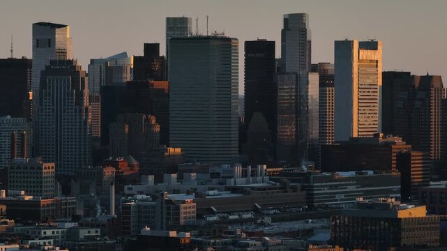 Aerial view of Boston at sunrise. Shot on a spring morning.