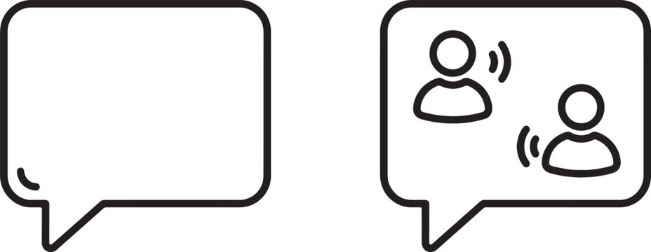 Art & Illustration, Blank speech bubble and two user profile avatars communication outline vector icons