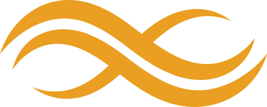 Abstract wavy line gold curve vector icon
