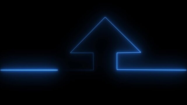A minimalist neon line icon glows with sharp, luminous edges, smoothly transitioning between vibrant colors 4k video