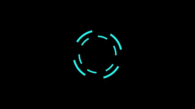 Mint colored futuristic HUD loading circle interface 4k 30fps 4k video animation