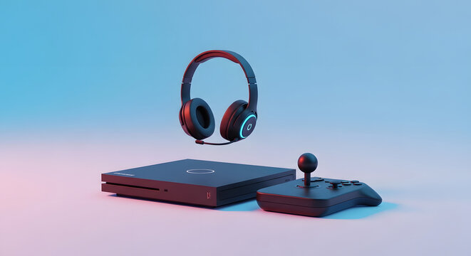 Red gaming headset and controller.