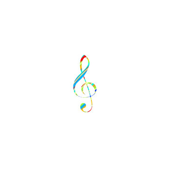 colorful gradient icon illustration of G key or treble clef without background