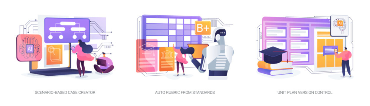 Adaptive Learning Focus Tools abstract concept vector illustrations.
