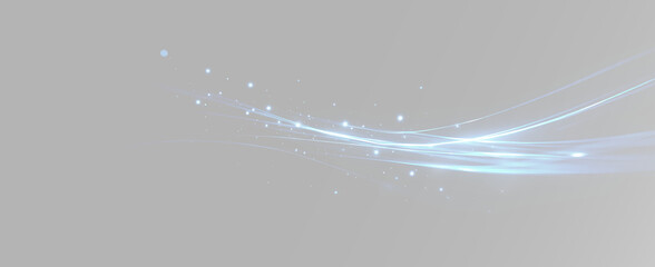 Elegant blue swoosh of light with magical glowing dust © theladydarina