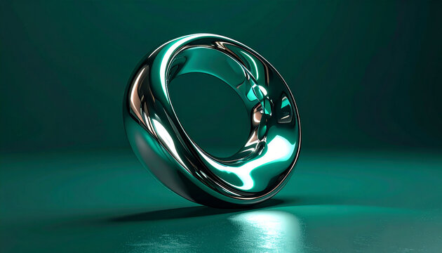 Abstract glossy metallic ring shape