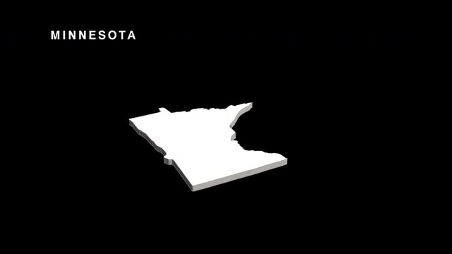 Minnesota state map rotating on black background
