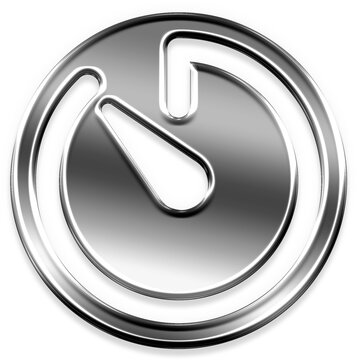 Timer silver chrome glossy 3D metallic icon