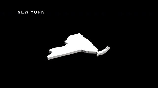 Three dimensional new york state map rotating animation