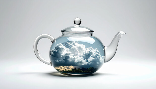 Cloudscape enclosed in a glass teapot