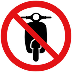 No motorbike sign, red circle with black scooter silhouette © Sefat