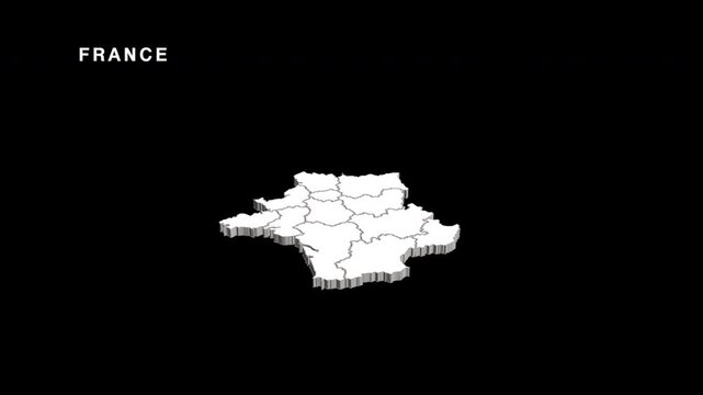 France 3d map rotating with regions
