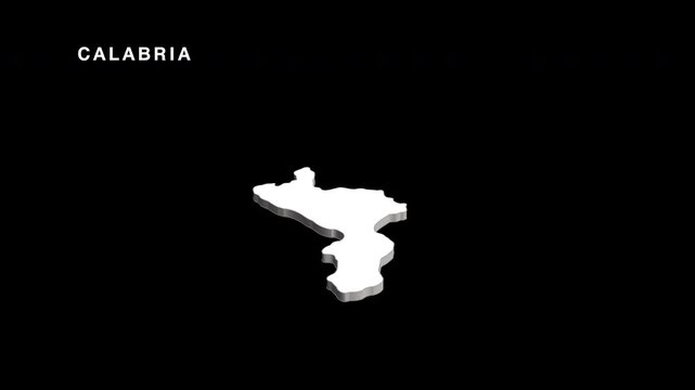 Calabria region map of italy animation