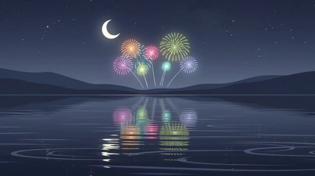 Night sky fireworks display