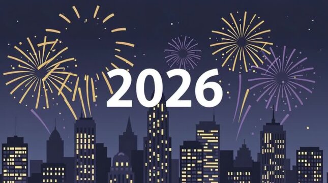 2026 text with fireworks