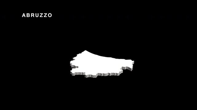 Abruzzo italy region map animation on black background
