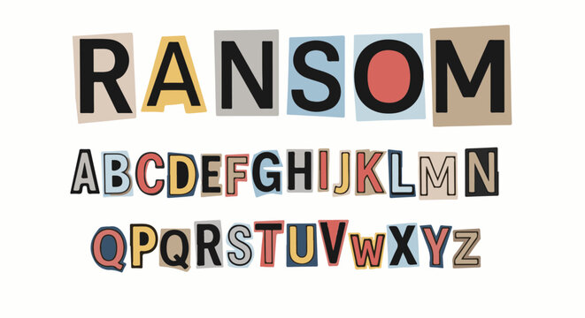Assortment of cut-out letters with varied colors and backgrounds for ransom style alphabet