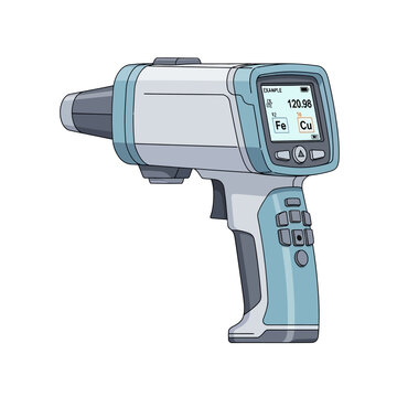 Portable XRF Analyzer Illustration, Scientific Equipment, White Background