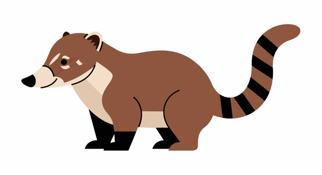 Brown animal with long snout and ringed tail