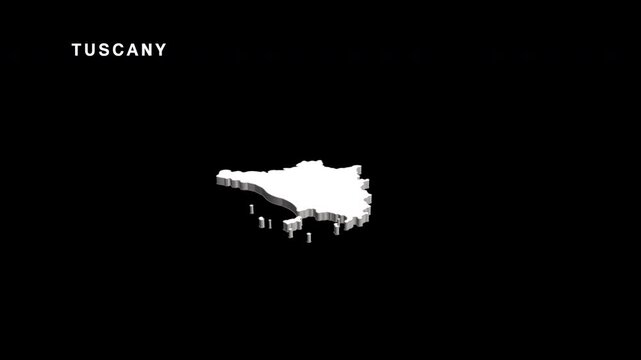Tuscany region of italy white map animation