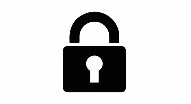 Black padlock icon on a white background, symbolizing security and privacy