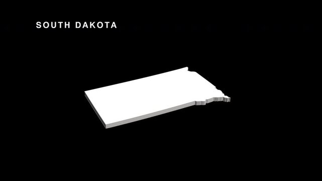 South dakota state map 3d animated representation