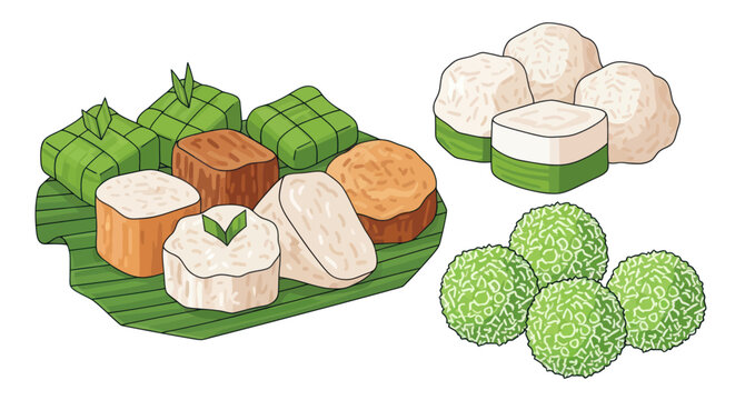 Indonesian Traditional Snacks Clipart Set